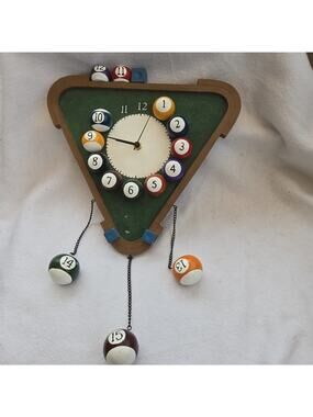 VTG Pool Ball Clock Billiards Triangle Rack Wall Collection ETC Bar Den
